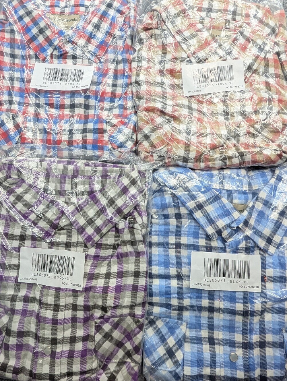 Scandia Woods Button Down Shirt Cotton Flannel Men's XL Lot of 4  NWT